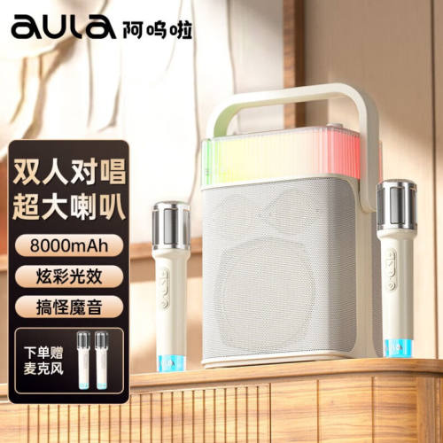 阿呜啦（AULA）k歌麦克风音响一体唱歌儿童唱歌家用家庭ktv无线蓝