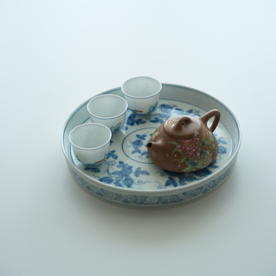 宛玉青花秋葵纹/瓜瓞纹壶承17.1