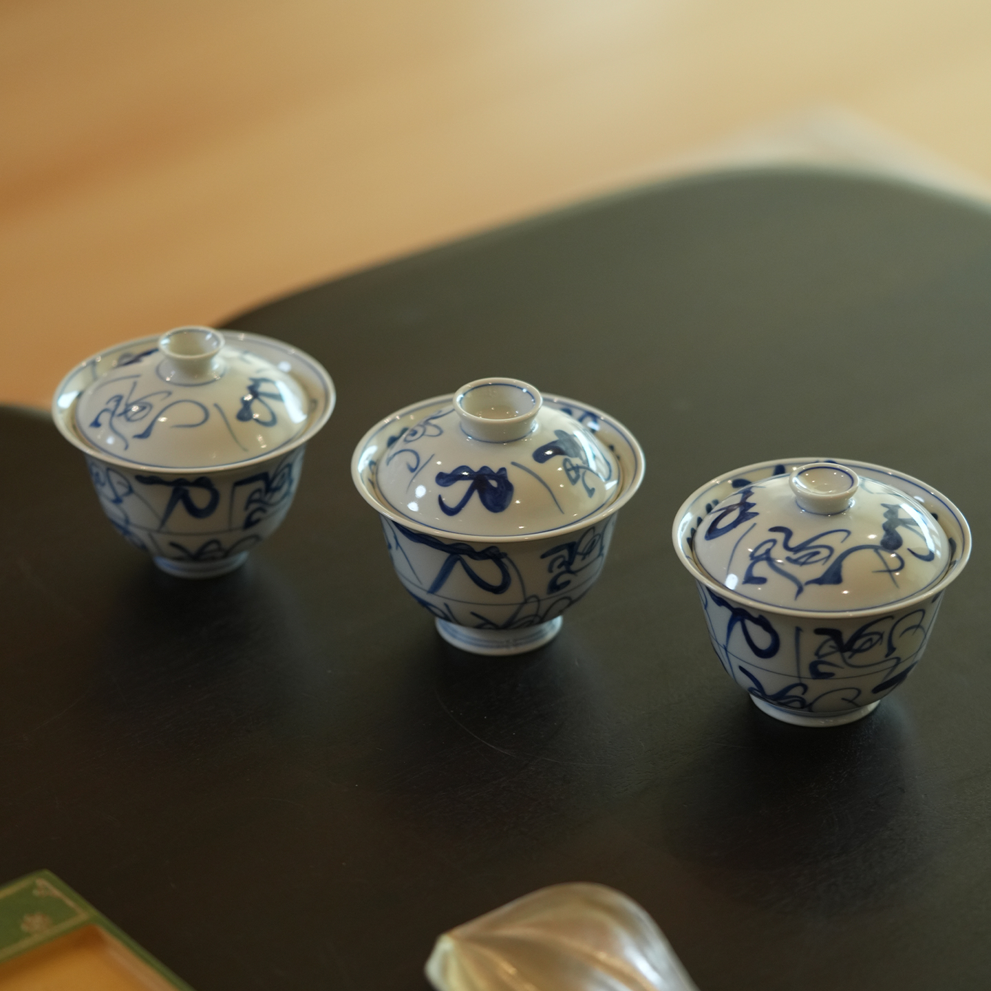 云见清玩 青花刀字纹茶器套组 景德镇非遗 茶花纹岩茶盖碗 普洱杯