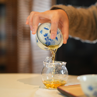 宛玉 致敬成化青花三秋纹盖碗 杯子 主人杯  茶具套组 不挑茶盖碗