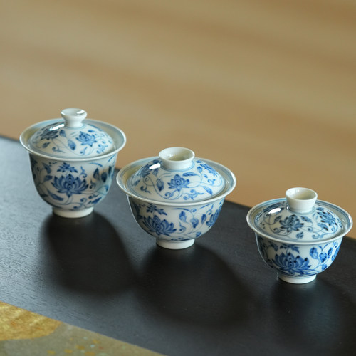 宛玉缠枝莲一人饮小盖碗不烫手