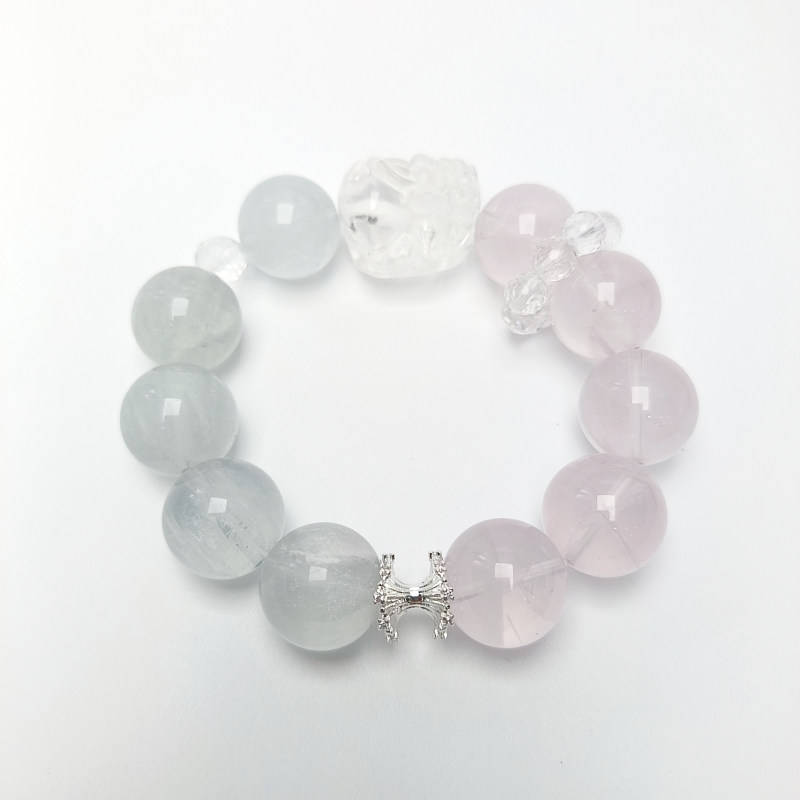 【罗娜专属】[初樱照影]天然粉晶绿莹石手串/多样性发其一