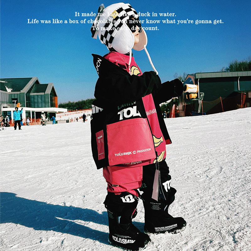 tolasmik儿童滑雪服套装男童女童雪裤卫衣马甲户外滑雪背带裤装备