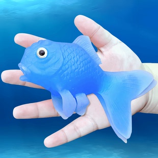 饰鱼儿童过家家捞鱼大号蓝色玩具鱼模型 软胶仿真金鱼缸戏水族箱装
