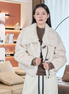CzCo.2025冬款时尚翻领仿皮草外套保暖百搭气质毛绒绒短外套896z