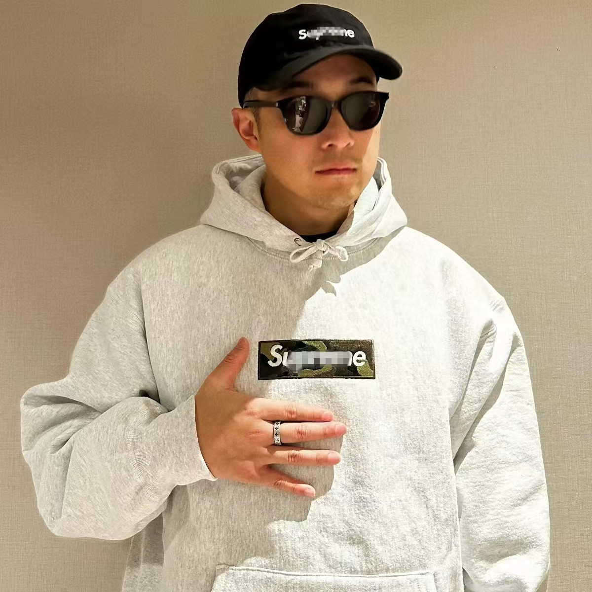 Sup美式风迷彩BOGO刺绣帽衫