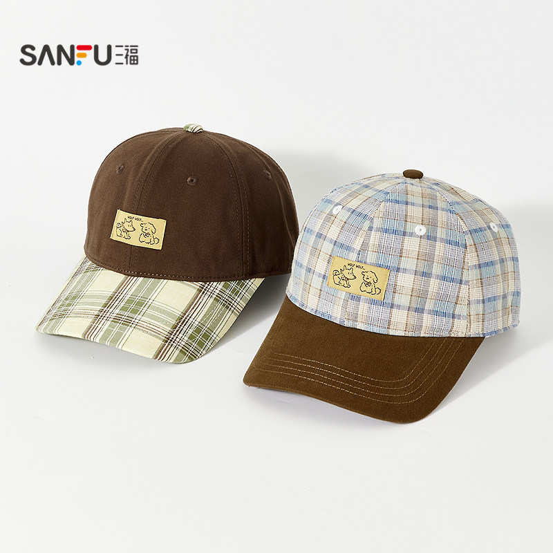 三福棒球帽韩系格纹小狗标鸭舌帽 服饰配件配饰遮阳帽子518140,服饰配件/皮带/帽子/围巾,帽子,淘宝优惠券,粉丝福利购,淘宝优惠卷