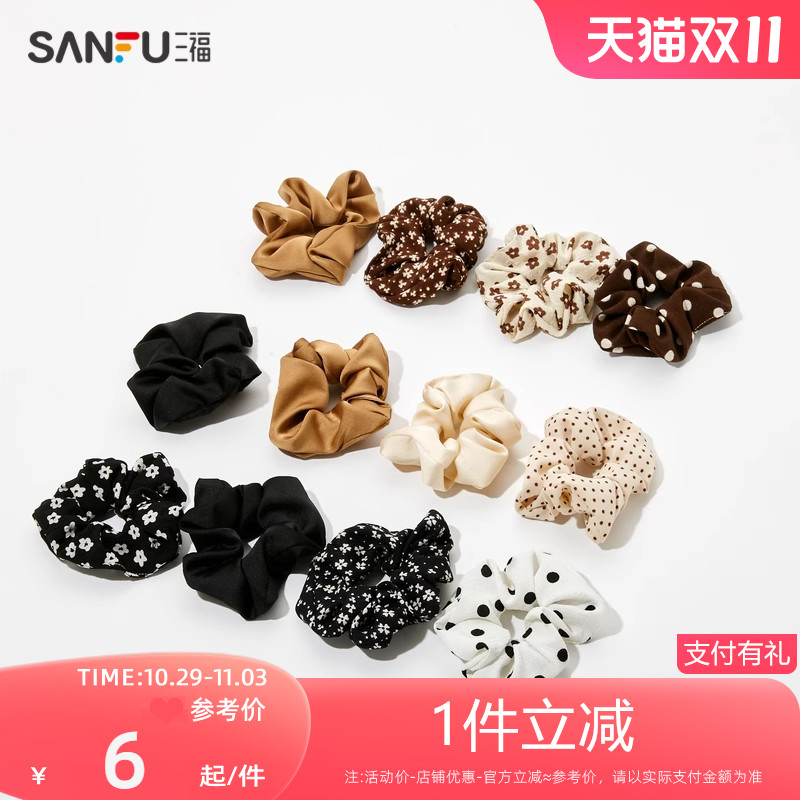 三福sanfu猪大肠发圈女肥肠头绳橡皮筋扎头发绳高级感发饰品头花