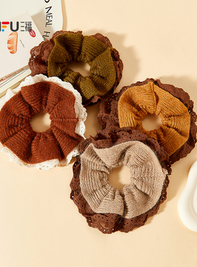 三福秋日针织蕾丝圈发束单个 甜美时尚配饰发饰头饰发圈851335
