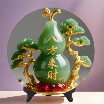 顺风顺水八方来财真玉石摆件葫芦形鞋柜摆件葫芦贴纸客厅摆件