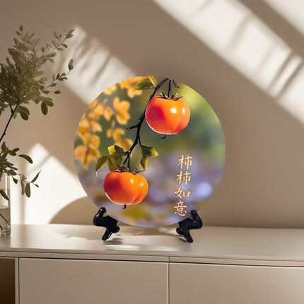 柿柿如意摆件现代装饰画相框餐厅办公室桌面潮款饰品家用乔迁礼物