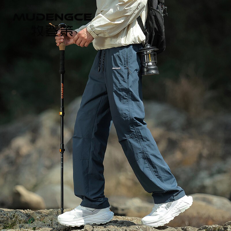 户外运动风休闲裤男士男款薄款拉链多口袋宽松直筒速干徒步长裤