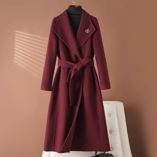 安可拉红双面羊绒大衣女新款高级感舒适宽松中长款气质羊毛呢外套