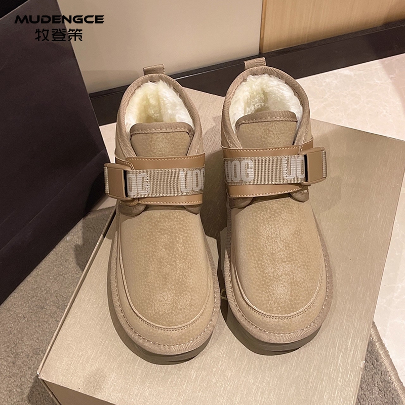 踩屎感轻便雪地靴女加绒一脚蹬