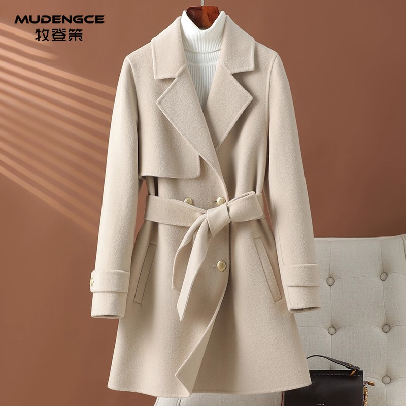 双面羊绒大衣女高级感小个子毛呢外套秋冬中长款收腰显瘦时尚外套