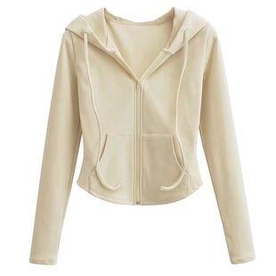 短款 纯欲风连帽开衫 休闲显瘦长袖 修身 磨毛上衣潮 卫衣女春秋新款