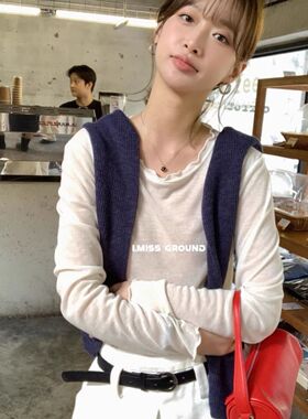 imiss 软糯温柔感木耳边亲肤贴身内搭长袖打底衫女2025早春新款