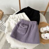 摇粒绒松紧半身裙2025新款 秋冬加厚时尚 简约显瘦气质a字短裙裙子