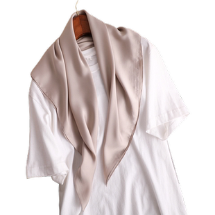 纯色小方巾女素色夏天轻薄款丝巾黑绿色韩国百搭夏季围巾装饰脖子