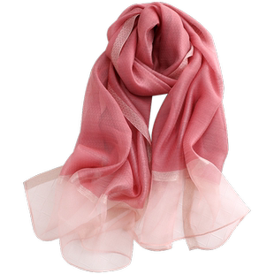 围巾女桑蚕丝羊毛真丝丝巾春秋韩版百搭洋气时尚气质丝绸纱巾披肩