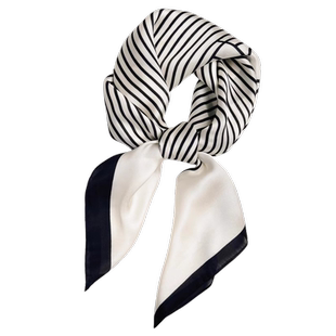 玫瑰的故事黄亦玫刘亦菲同款黑白条纹丝巾方巾气质头巾绑发发带女