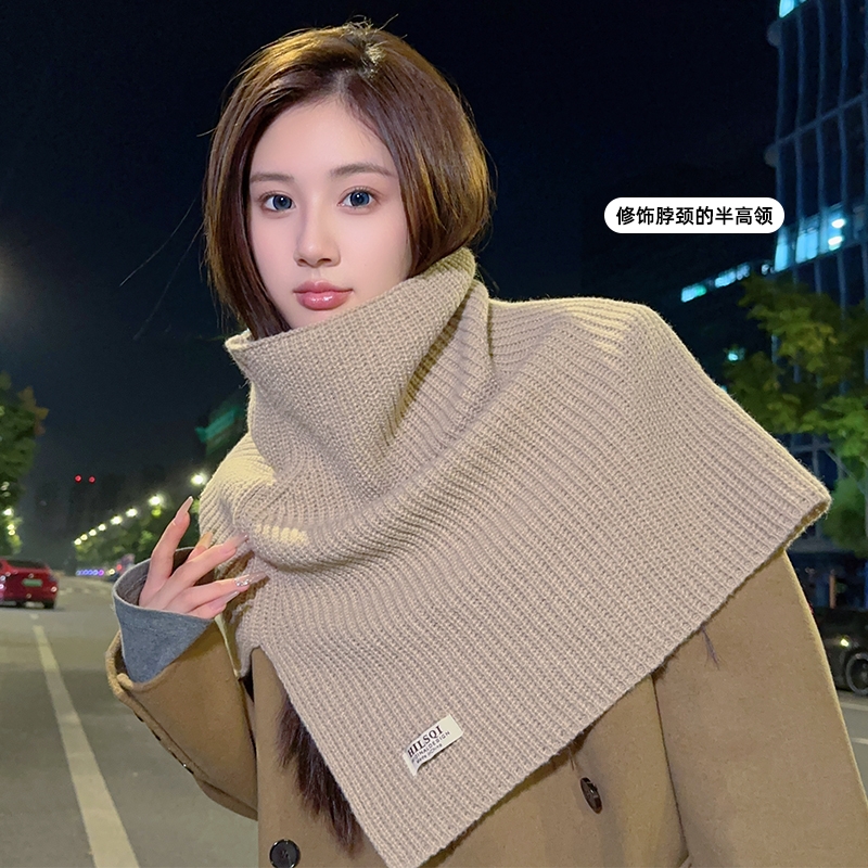 秋冬开叉围脖韩版女围巾披肩两用