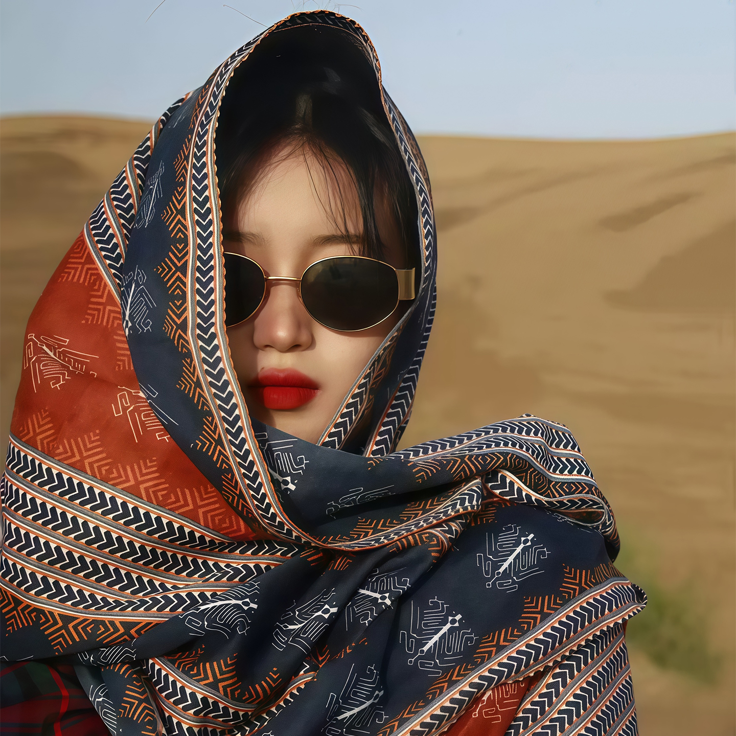 2025春秋季云南旅行穿搭披肩女民族风围巾棉麻女新疆沙漠丝巾披肩