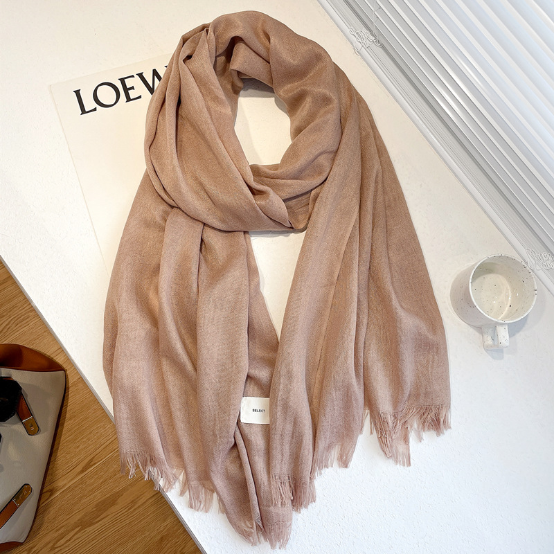 丝巾女春秋棉麻韩版纯色百搭夏季围巾薄款防晒旅游大披肩两用纱巾