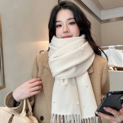 珍珠围巾韩版百搭女冬季