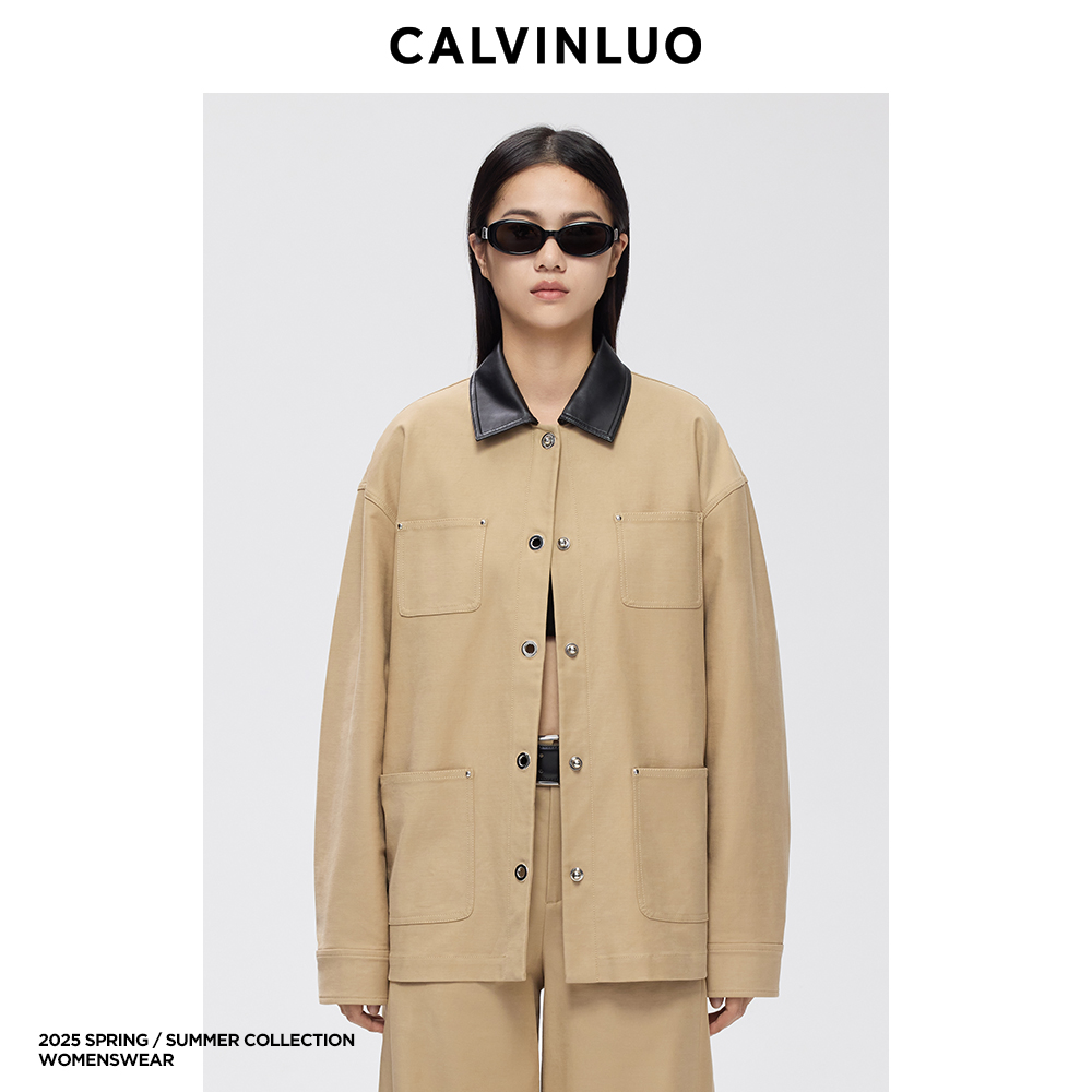 CalvinLuo撞色领工装风夹克外套
