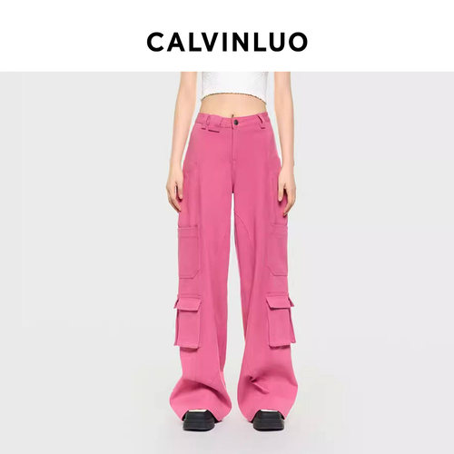 CALVINLUO低腰贴袋牛仔工装裤