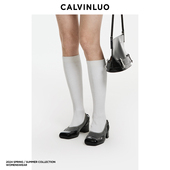 方头高筒针织玛丽珍鞋 24春夏 新品 CALVINLUO 黑 棕色