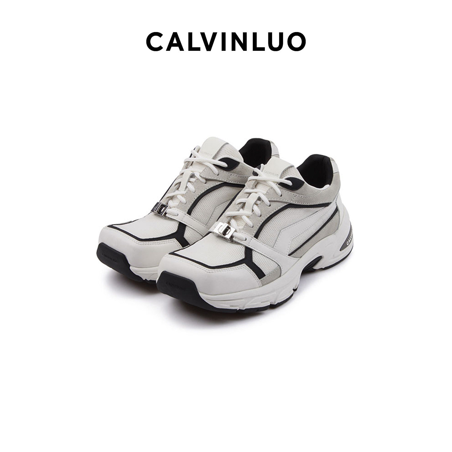 【黄子弘凡同款】CALVINLUO 方头拼色老爹鞋休闲运动鞋男女同款