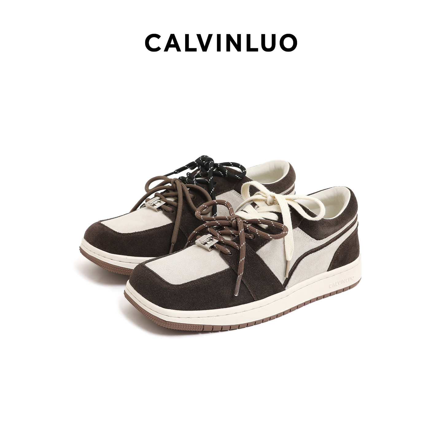 CALVINLUO 经典方头低帮复古潮流设计感运动鞋25新款女百搭休闲鞋,女鞋,时尚休闲鞋,淘宝优惠券,粉丝福利购,淘宝优惠卷