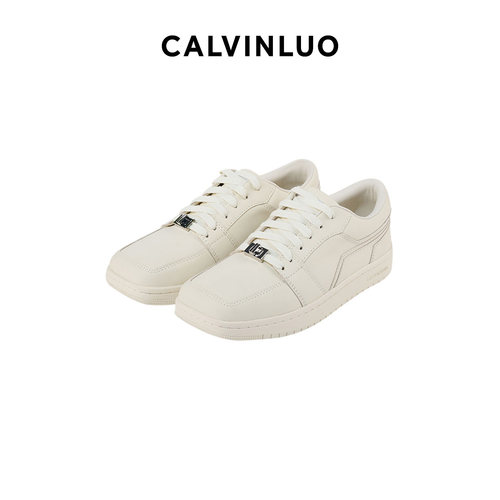 CALVINLUO纯色方头低帮球鞋