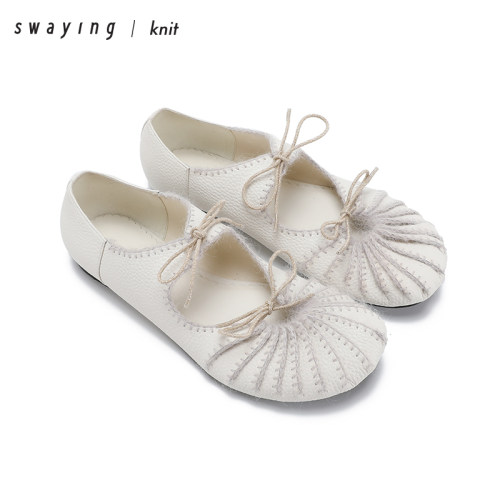 SWAYING官方 褶皱系带玛丽珍鞋 25AW秋冬气质通勤圆头玛丽珍鞋女
