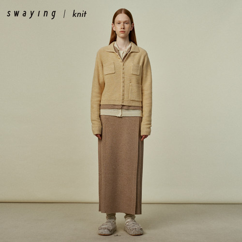 SWAYING官方 拼接百褶半裙 25PS早春新款气质休闲百搭半身裙女