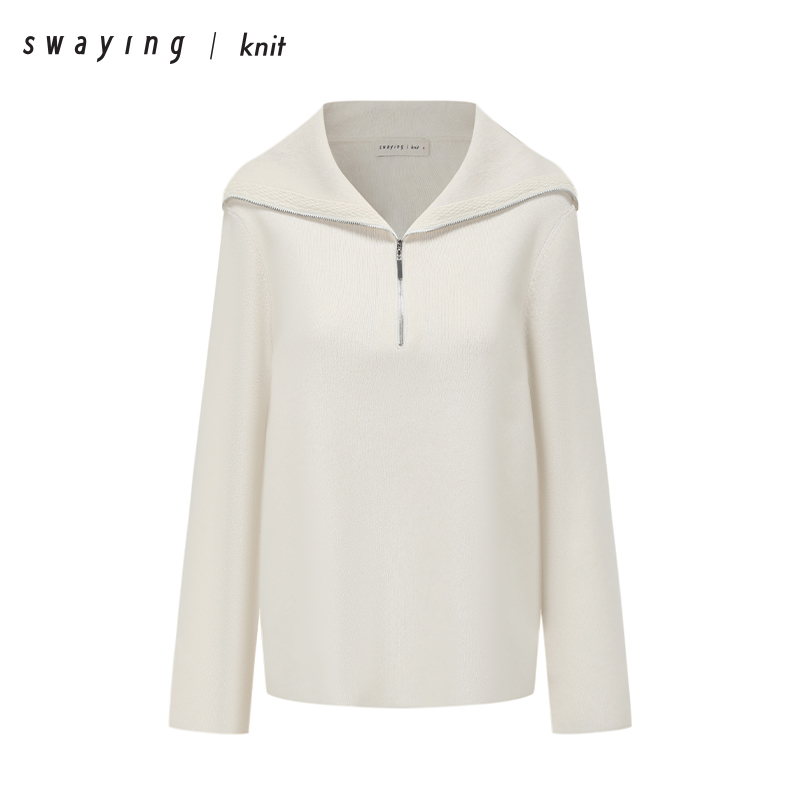 SWAYING羊绒混纺大翻领套衫