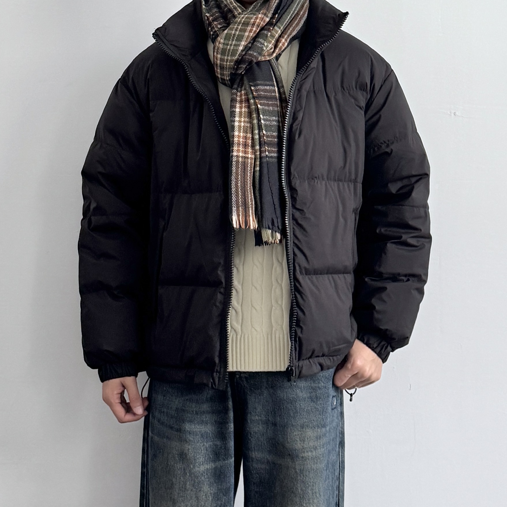 ONUN黑色立领90白鸭绒羽绒服