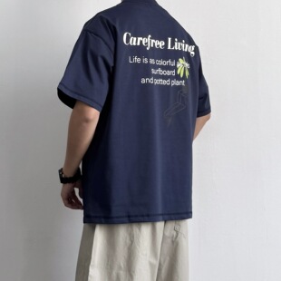 ONUN索罗娜速干防晒复古英文印花短袖 休闲宽松百搭T恤夏 2026新款