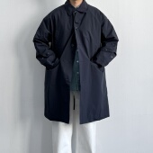 ONUN复古宽松廓形翻领单排扣风衣日系休闲气质中长款 夹克潮流外套