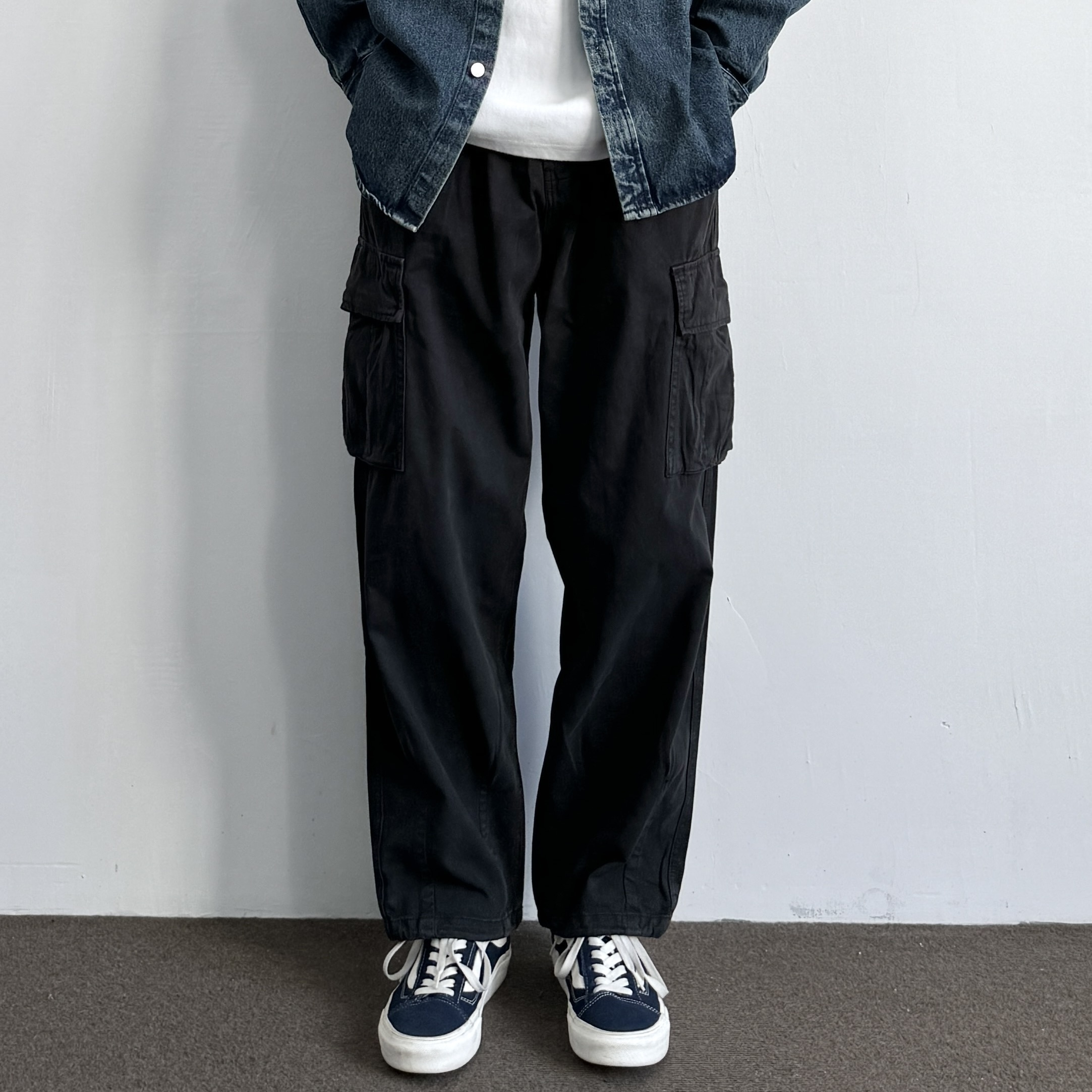 复古宽松定织棉质工装裤