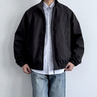 外套 宽松休闲纯色工装 ONUN美式 复古黑色立领夹克百搭男生2026新款