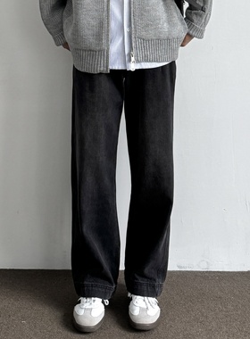ONUN 美式复古水洗做旧黑灰牛仔裤宽松休闲廓形直筒百搭休闲长裤