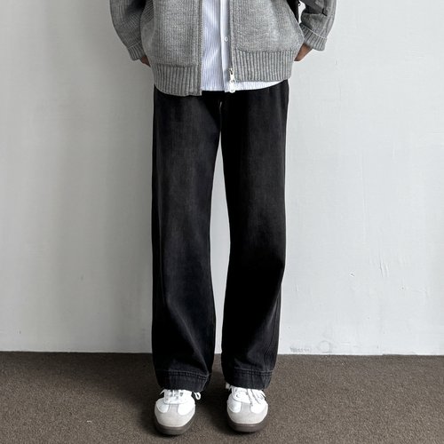 美式复古水洗做旧黑灰牛仔裤