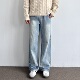 做旧半松紧百搭休闲男生长裤 ONUN美式 复古重工水洗宽松直筒牛仔裤
