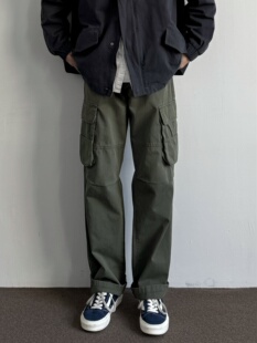 宽松水洗碳素磨毛抽绳松紧腰休闲裤 裤 复古多口袋直筒工装 ONUN美式