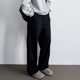 廓形慵懒松弛长裤 宽松运动休闲裤 复古弯刀剪裁松紧腰卫裤 ONUN美式