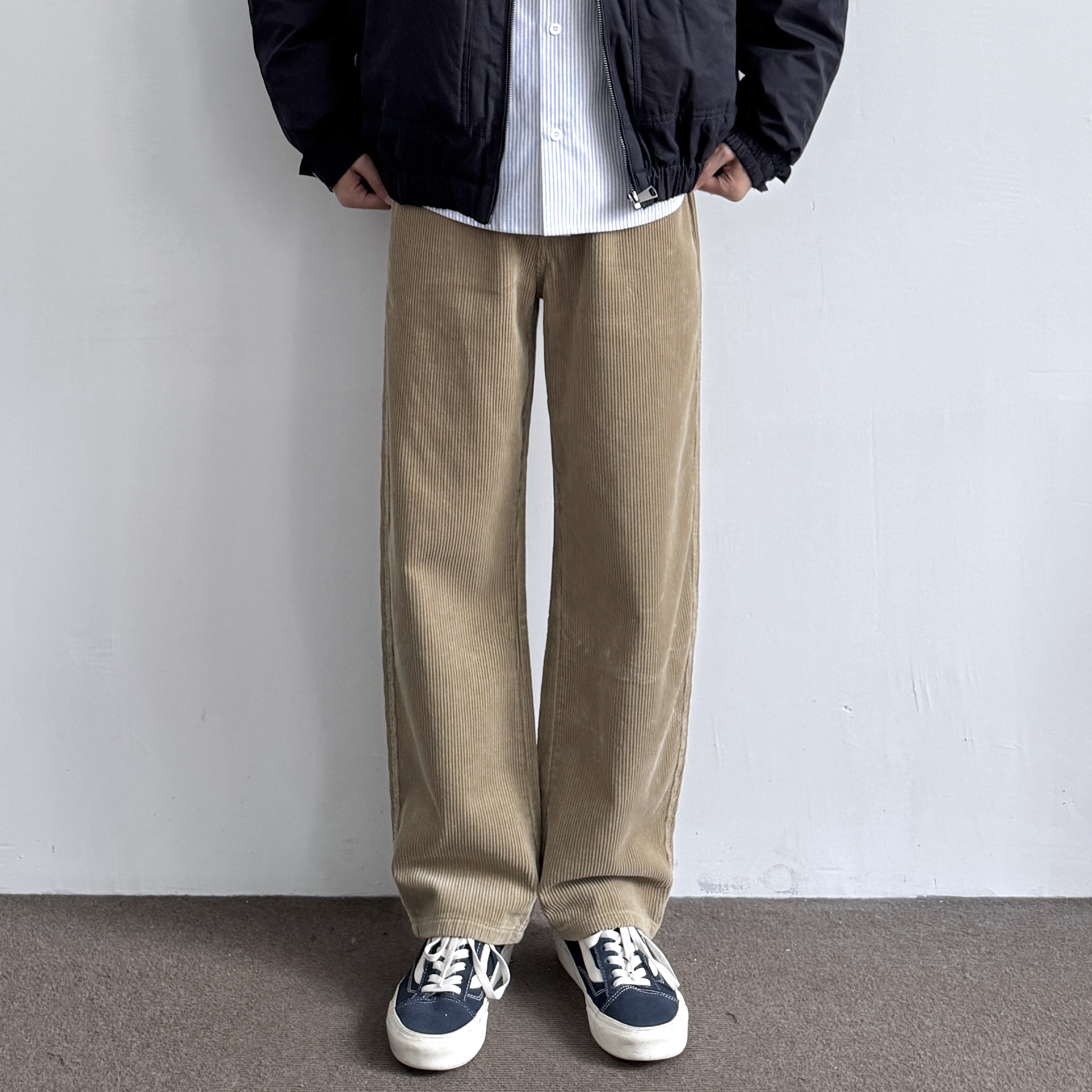 日系秋冬复古灯芯绒休闲直筒长裤