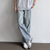 百搭男生休闲长裤 ONUN复古水洗冰蓝宽松直筒牛仔裤 2025新款 流行潮